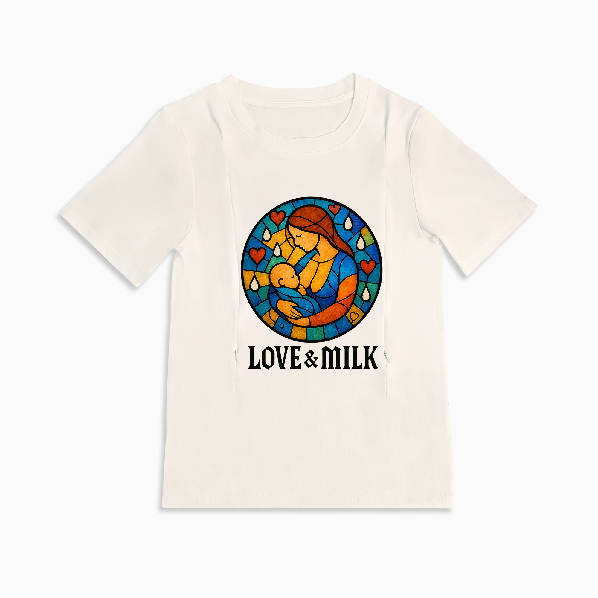 New Mom Gift | Love & Milk Zipper Nursing Shirt | Ultra-Soft Cotton