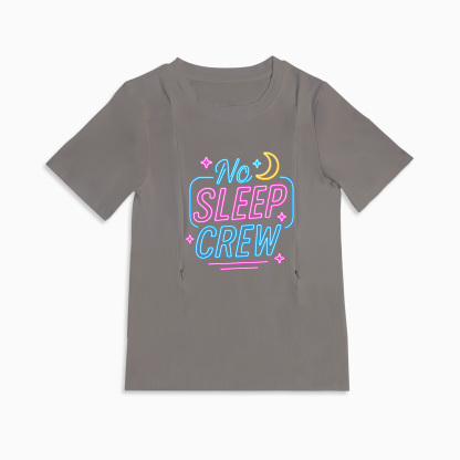 New Mom Gift | No Sleep Crew Zipper Nursing T-Shirt | Soft & Comfy
