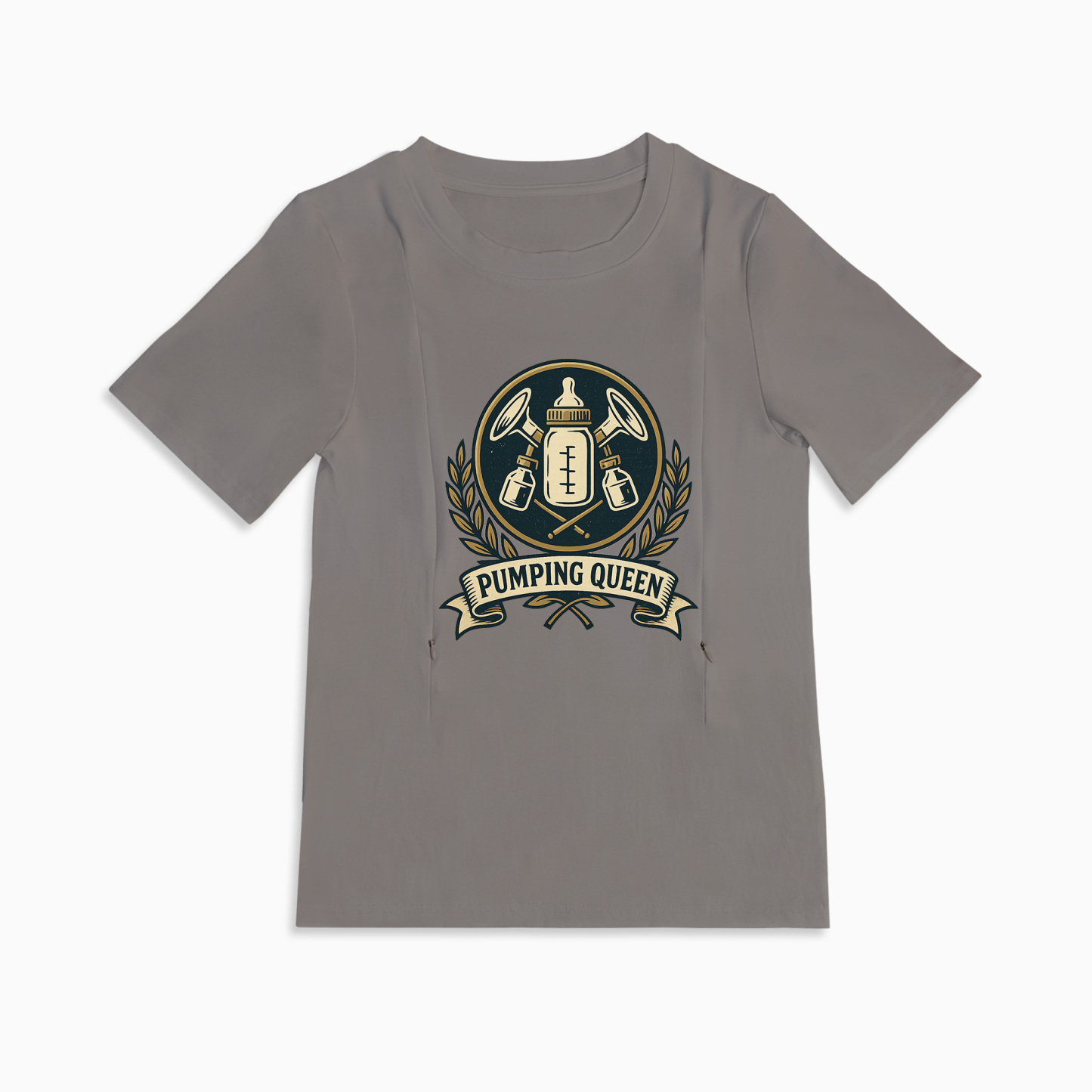 New Mom Gift | Pumping Queen Zipper Nursing T-Shirt | Soft & Comfy