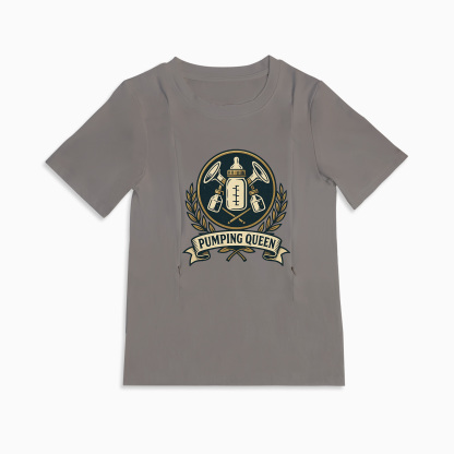 New Mom Gift | Pumping Queen Zipper Nursing T-Shirt | Soft & Comfy