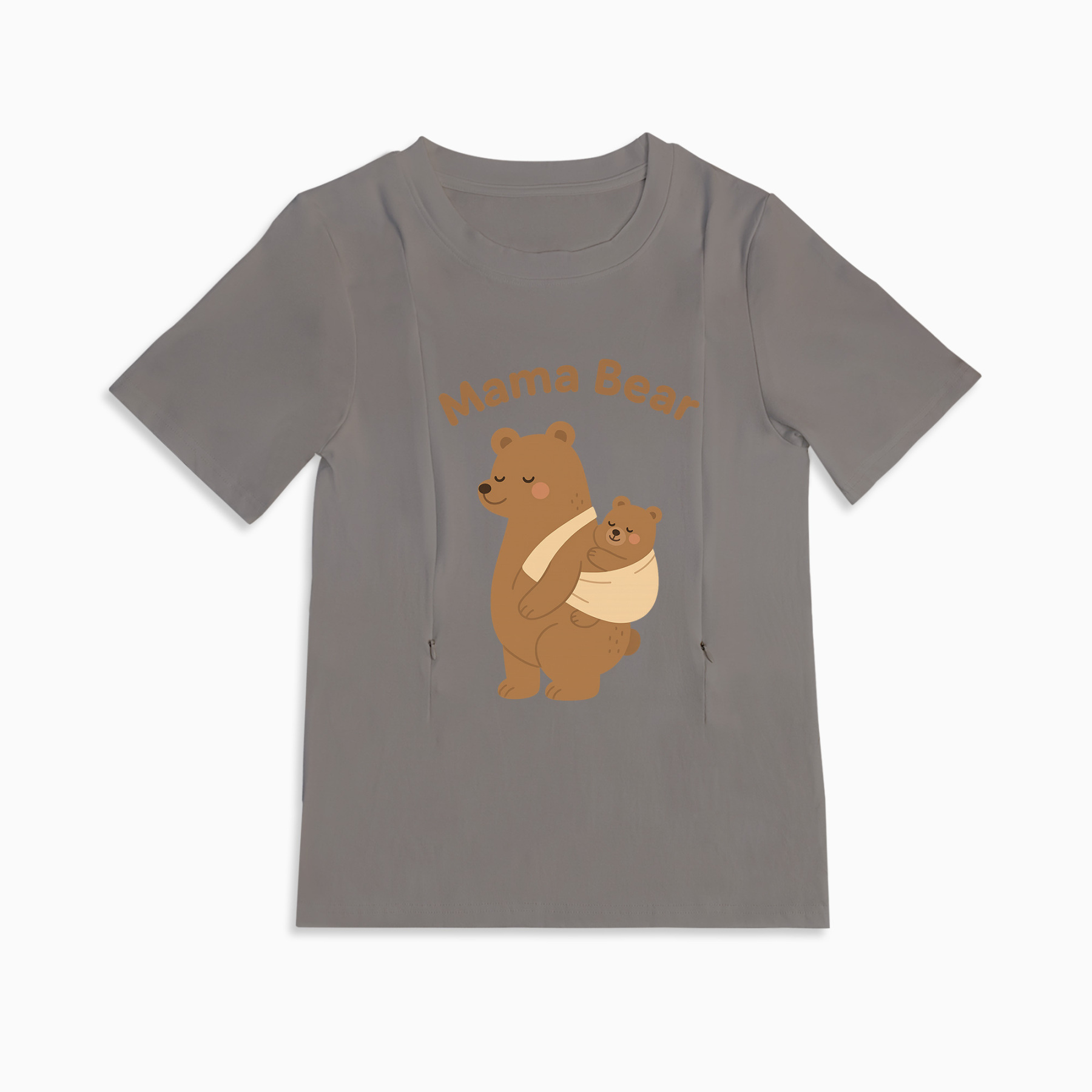 Zipper Nursing Top for Breastfeeding Moms | Cute Mama Bear Graphic
