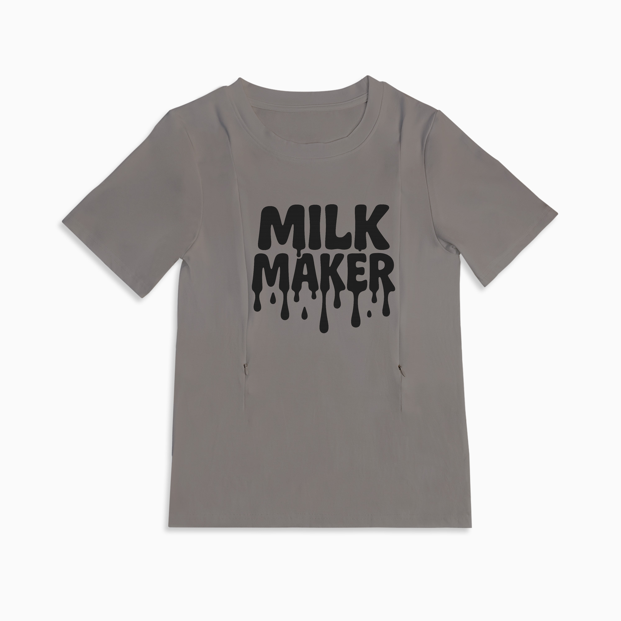 Funny Nursing Top with Zippers | "Milk Maker" Slogan | Soft Cotton