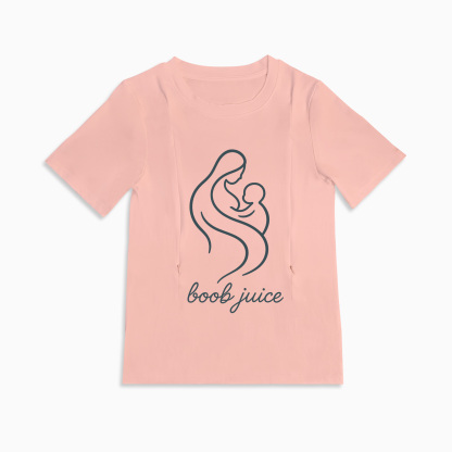 Postpartum T-Shirt with Nursing Zippers | Funny Boob Juice Design