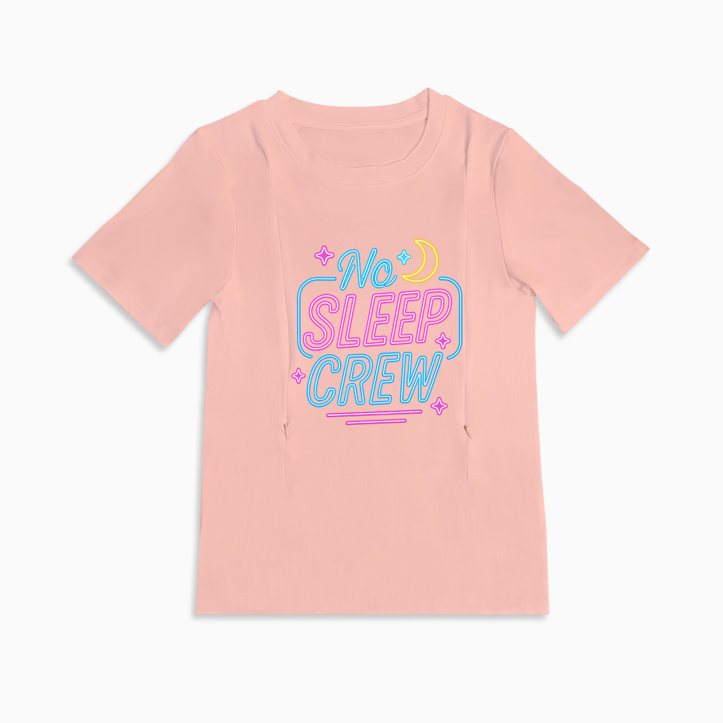 New Mom Gift | No Sleep Crew Zipper Nursing T-Shirt | Soft & Comfy