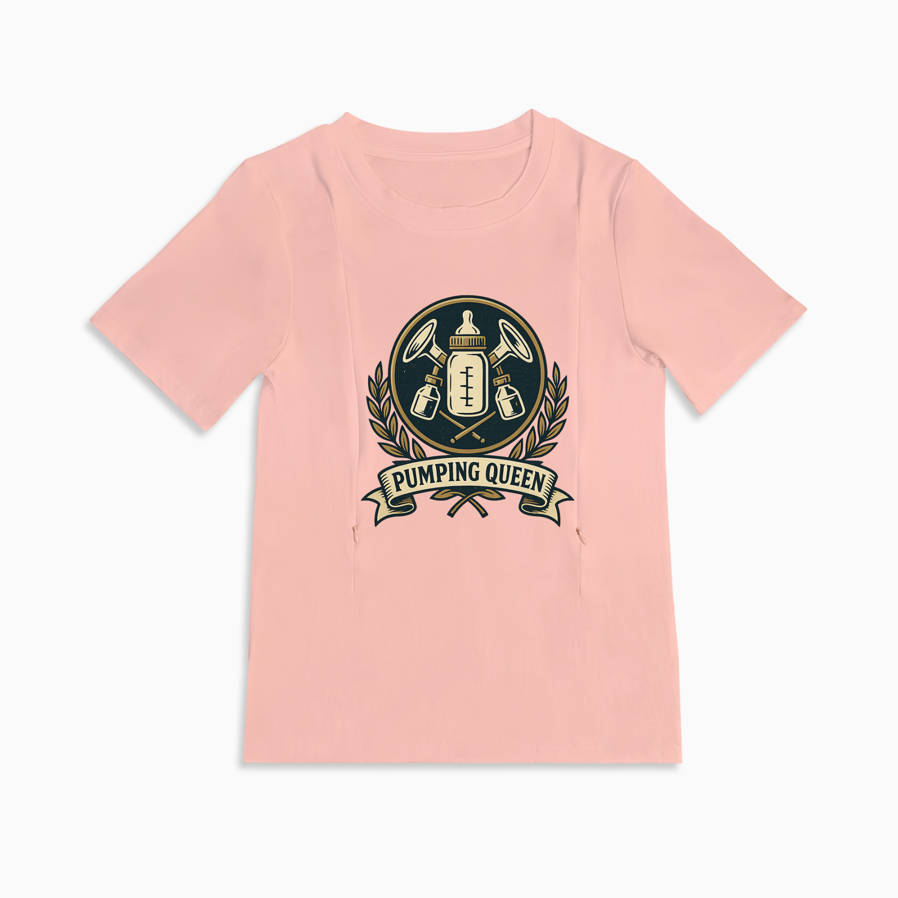 New Mom Gift | Pumping Queen Zipper Nursing T-Shirt | Soft & Comfy