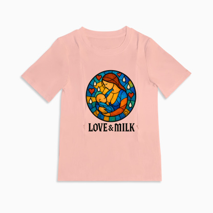 New Mom Gift | Love & Milk Zipper Nursing Shirt | Ultra-Soft Cotton