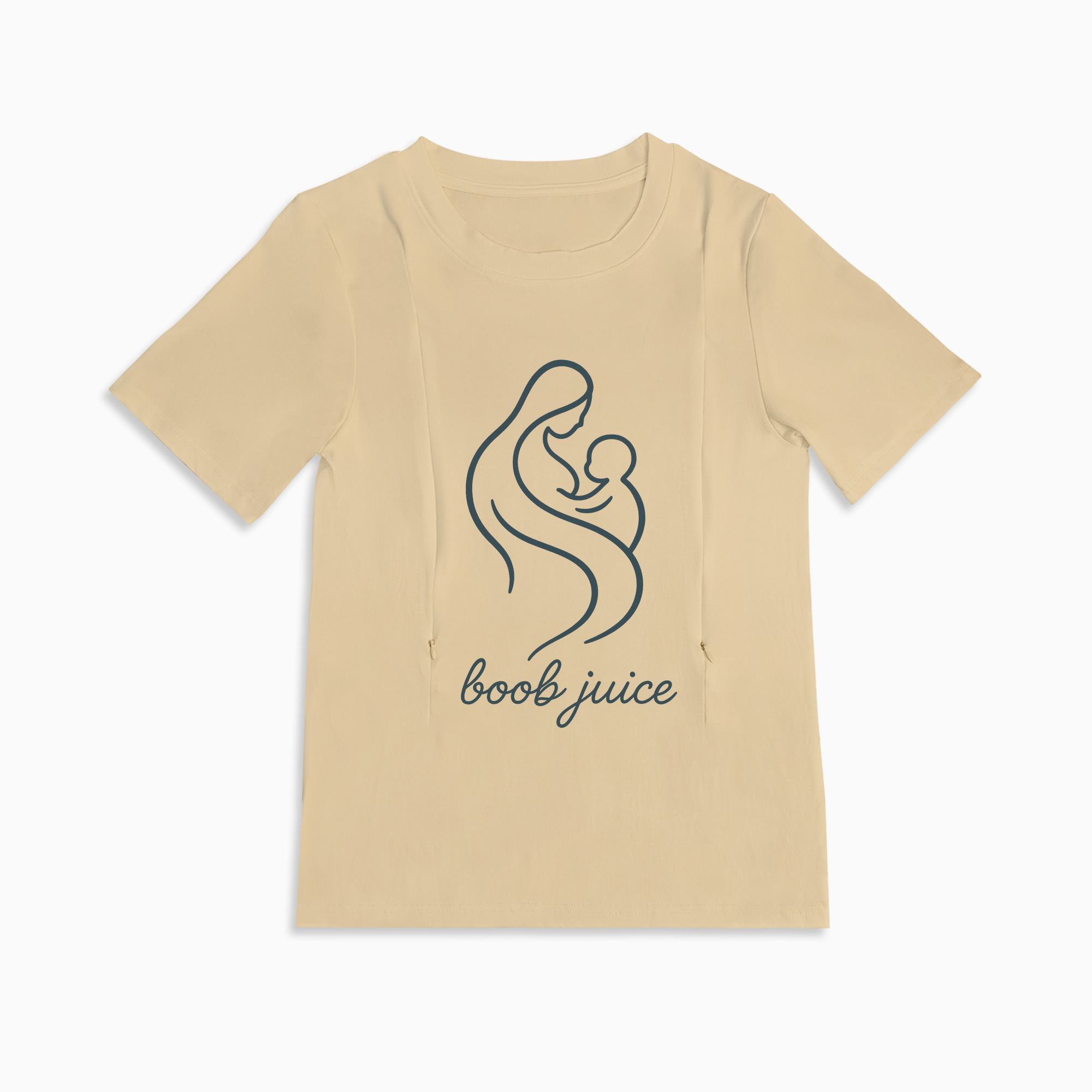 Postpartum T-Shirt with Nursing Zippers | Funny Boob Juice Design