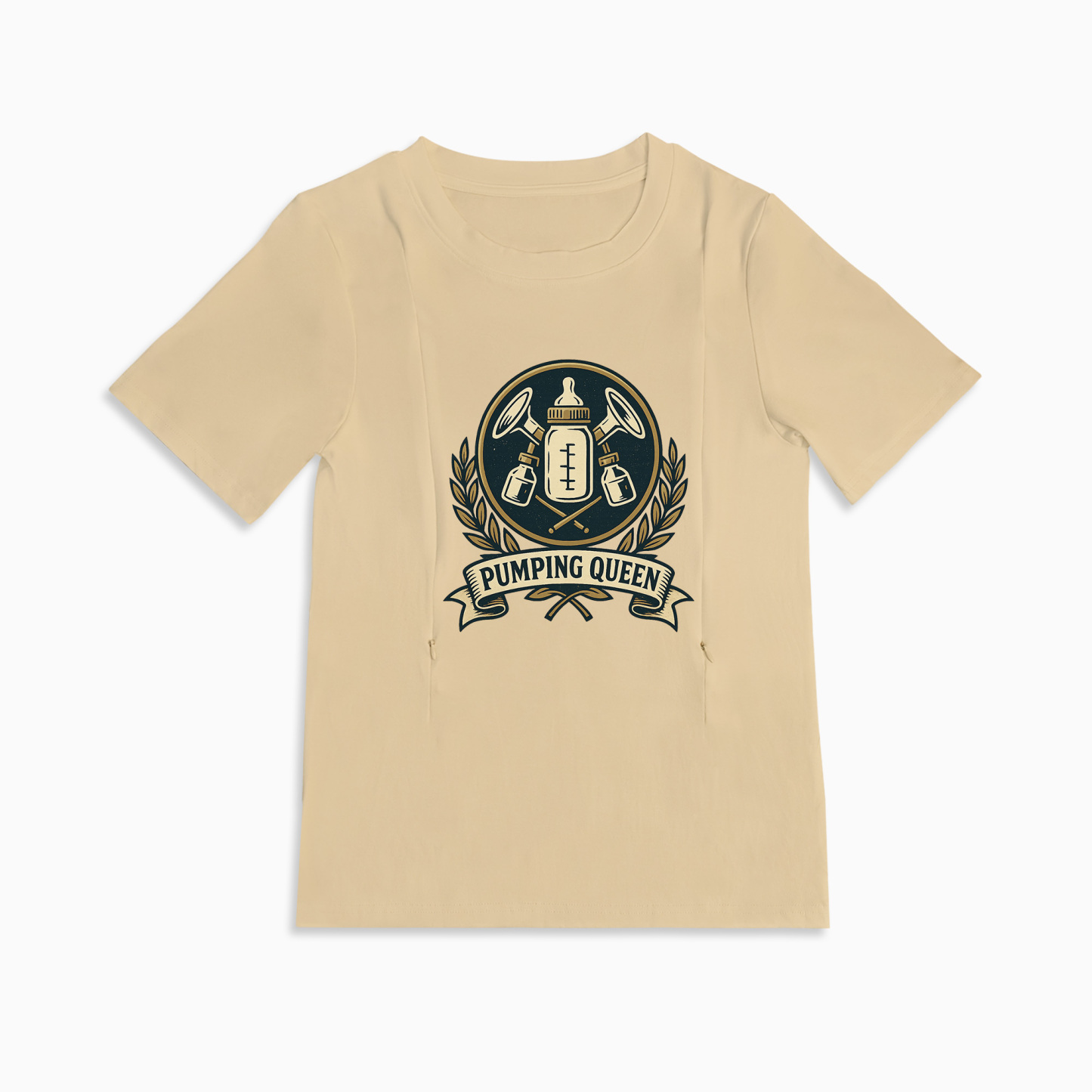 New Mom Gift | Pumping Queen Zipper Nursing T-Shirt | Soft & Comfy