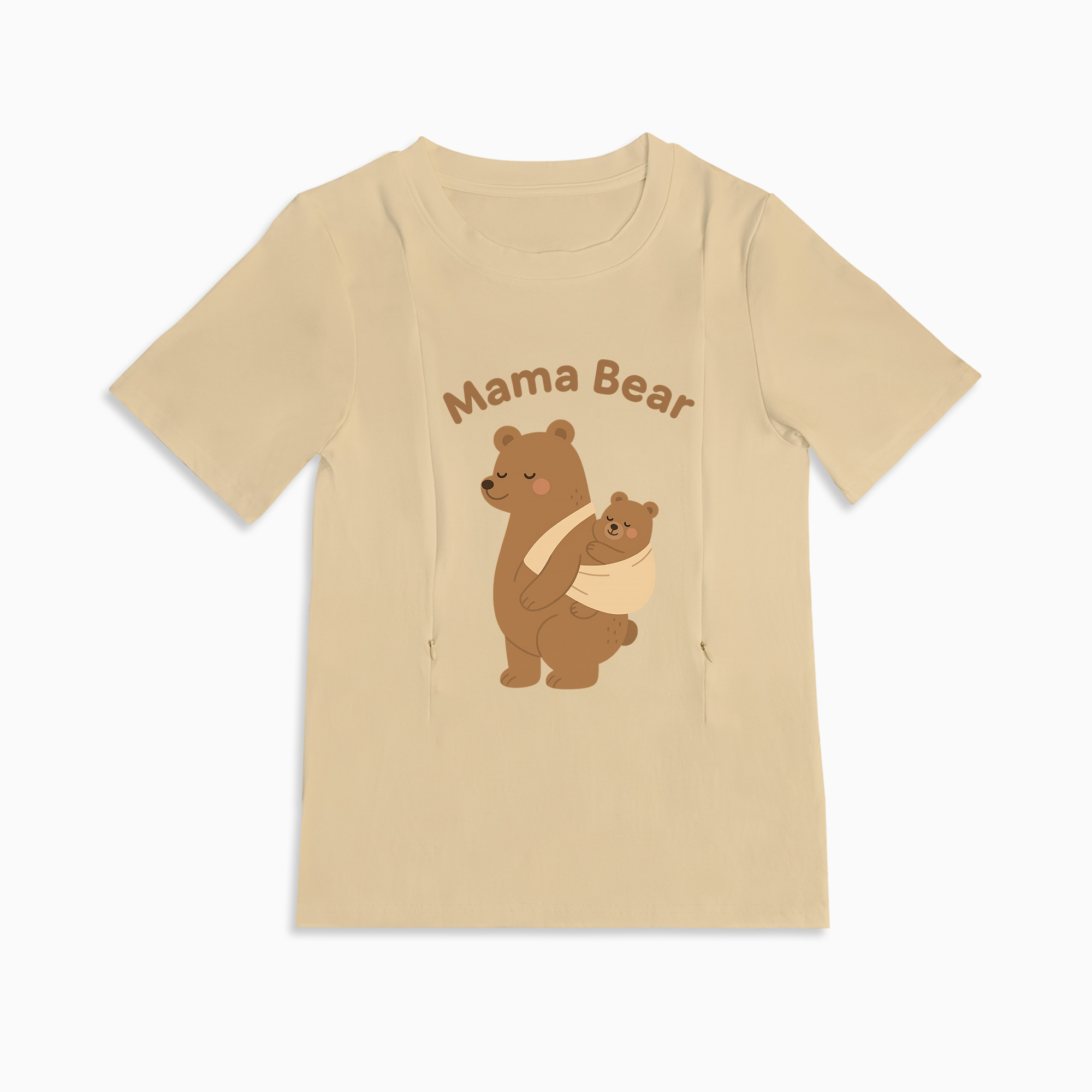 Zipper Nursing Top for Breastfeeding Moms | Cute Mama Bear Graphic