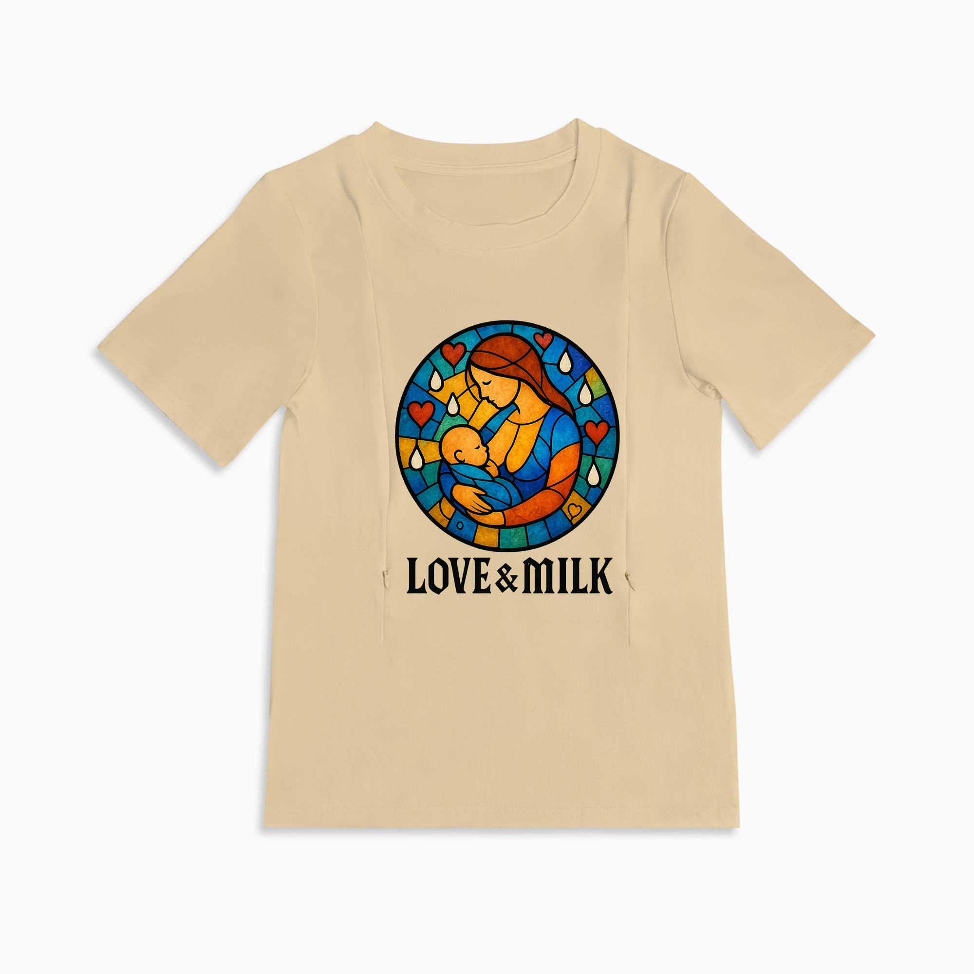 New Mom Gift | Love & Milk Zipper Nursing Shirt | Ultra-Soft Cotton