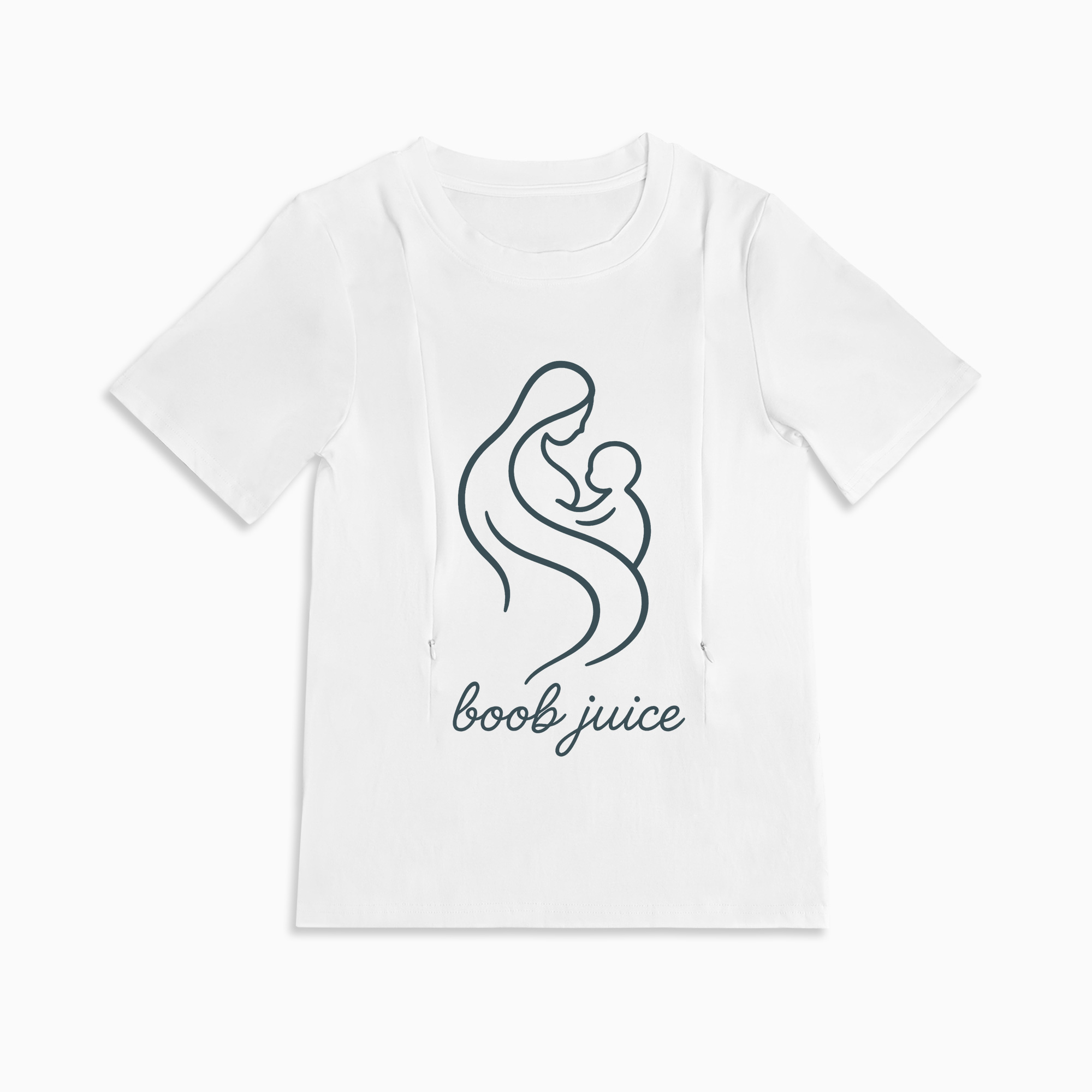 Postpartum T-Shirt with Nursing Zippers | Funny Boob Juice Design