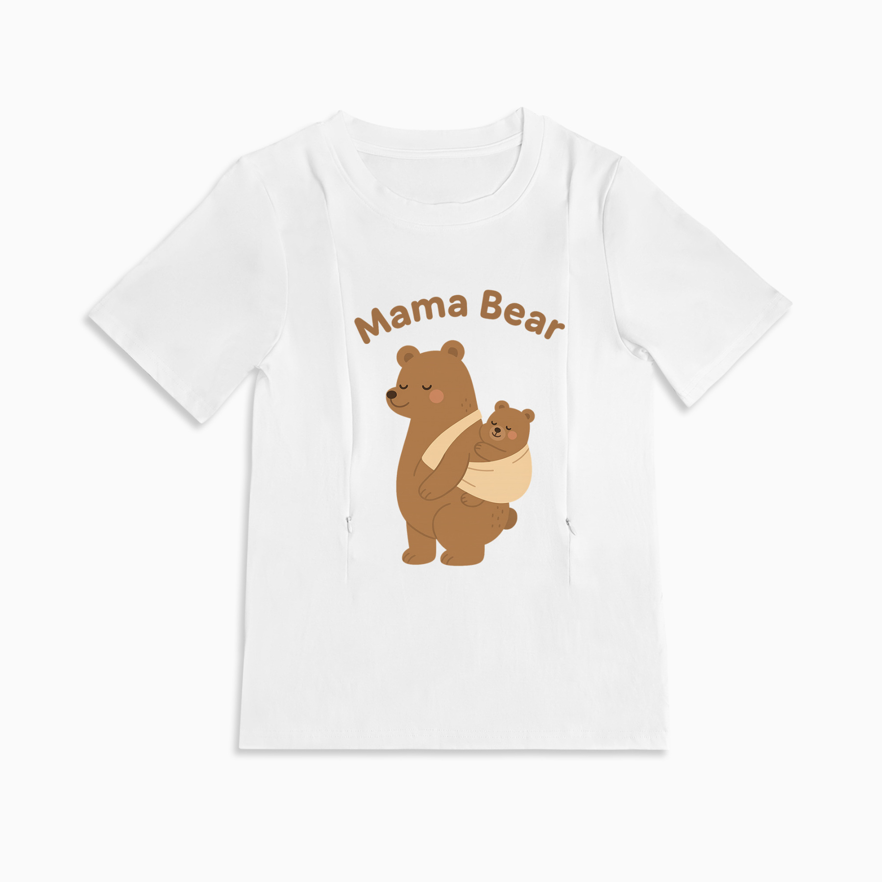 Zipper Nursing Top for Breastfeeding Moms | Cute Mama Bear Graphic