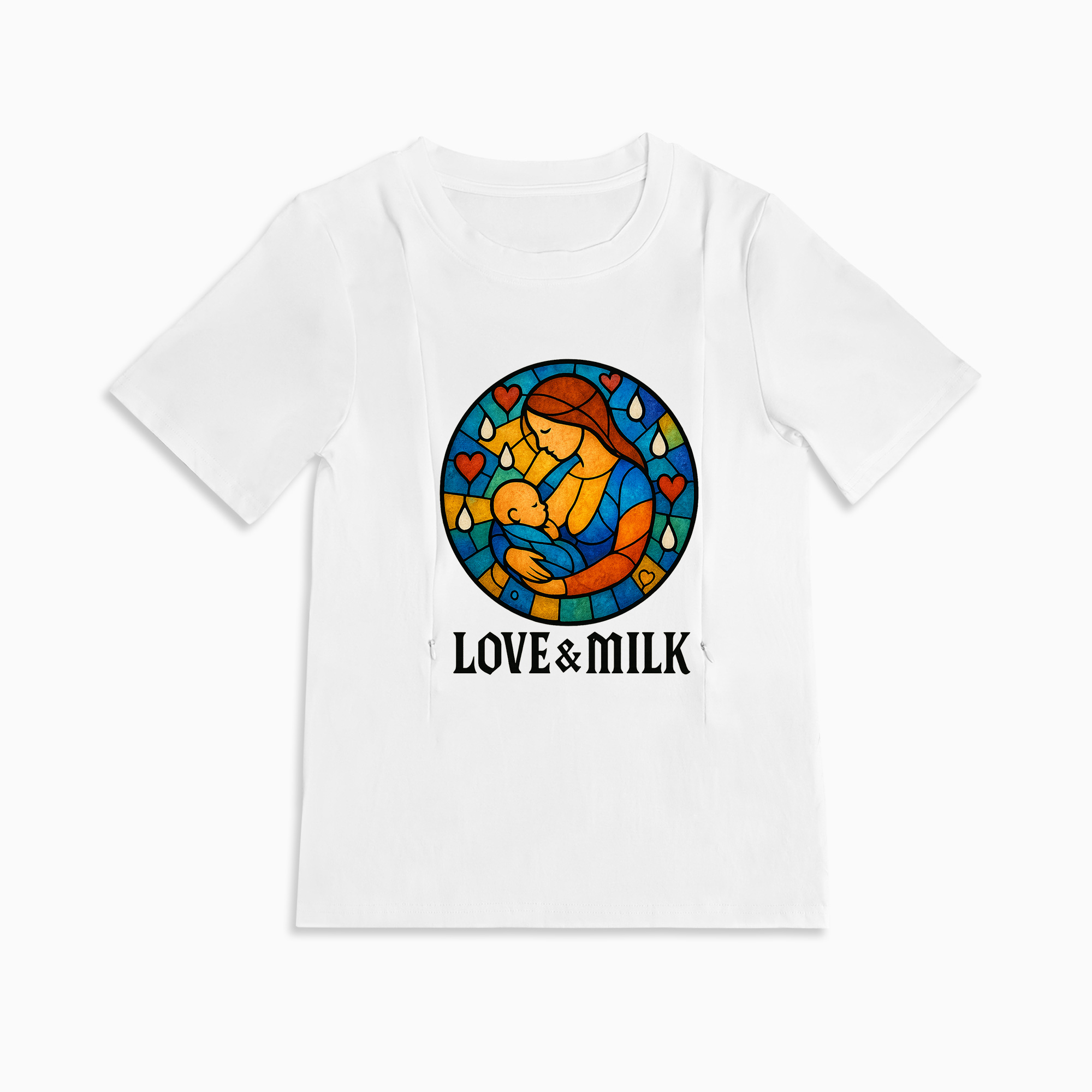 New Mom Gift | Love & Milk Zipper Nursing Shirt | Ultra-Soft Cotton