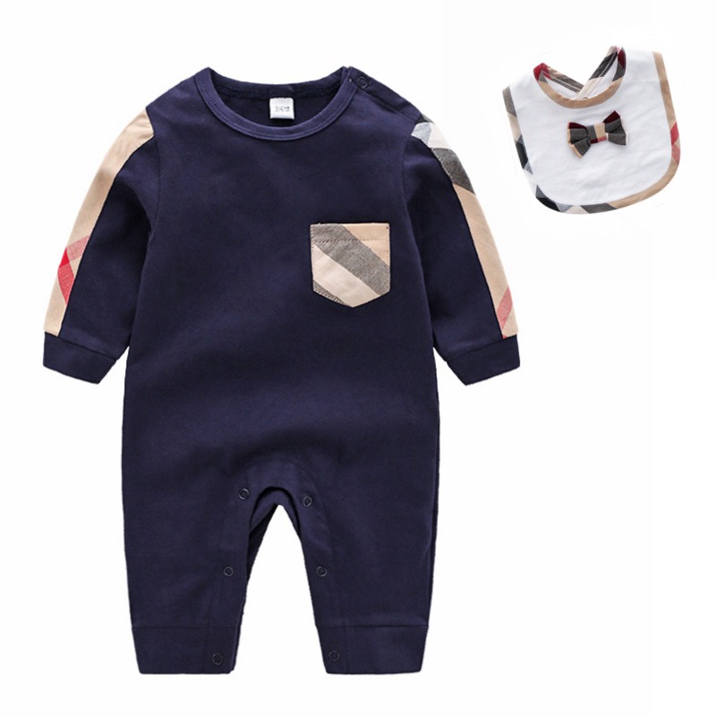 2pcs Baby Boy Cotton Short-Sleeve Jumpsuits