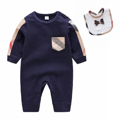 2pcs Baby Boy Cotton Short-Sleeve Jumpsuits