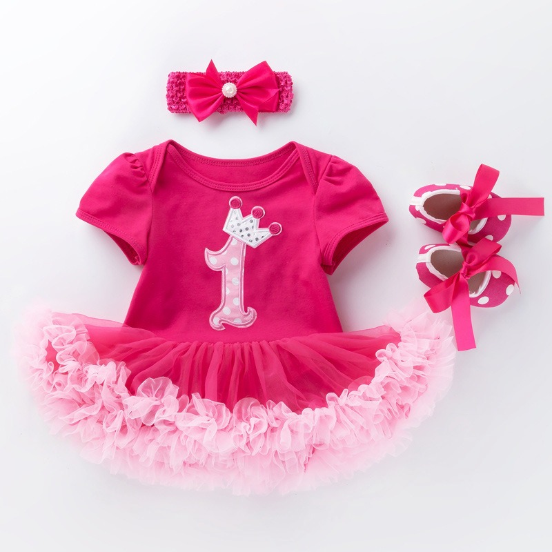 3pcs Baby Girl Tutu Dresses Set With Shoes