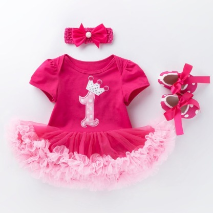 3pcs Baby Girl Tutu Dresses Set With Shoes