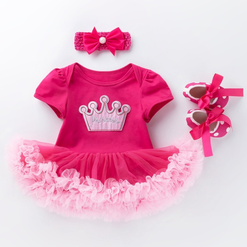 3pcs Baby Girl Tutu Dresses Set With Shoes