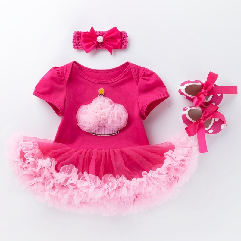 3pcs Baby Girl Tutu Dresses Set With Shoes