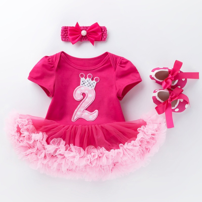 3pcs Baby Girl Tutu Dresses Set With Shoes
