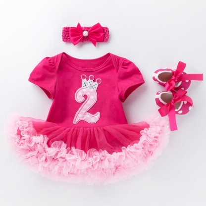 3pcs Baby Girl Tutu Dresses Set With Shoes