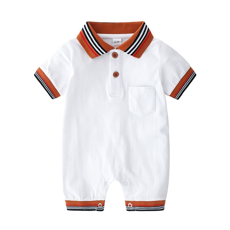 Baby Boy Short-Sleeve Button-Down Jumpsuits