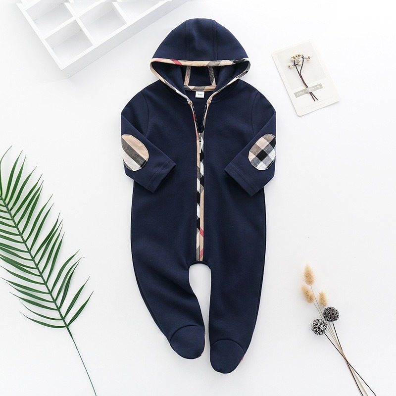 Baby Boy Hooded Zip-Up Long-Sleeve Jumpsuits