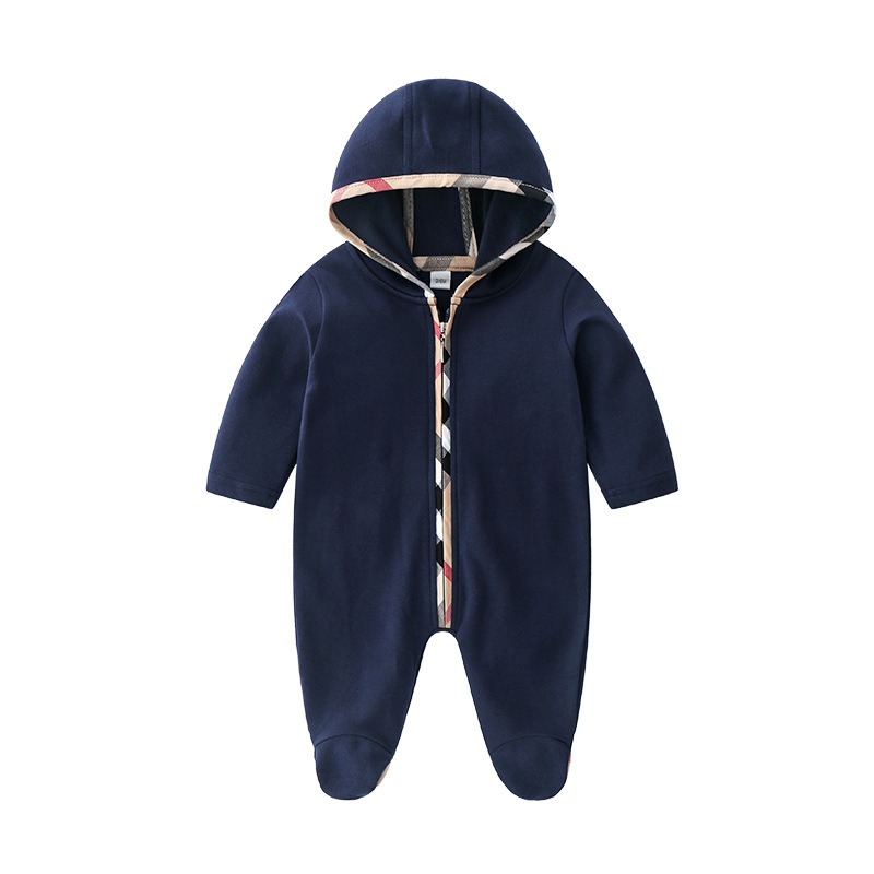 Baby Boy Hooded Zip-Up Long-Sleeve Jumpsuits