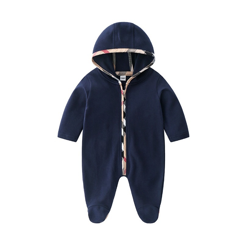 Baby Boy Hooded Zip-Up Long-Sleeve Jumpsuits