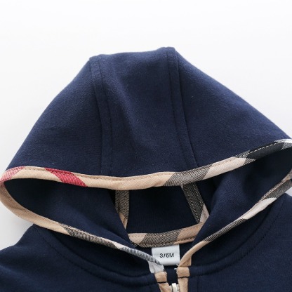 Baby Boy Hooded Zip-Up Long-Sleeve Jumpsuits