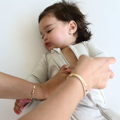 Baby Zipper Rompers in Oat