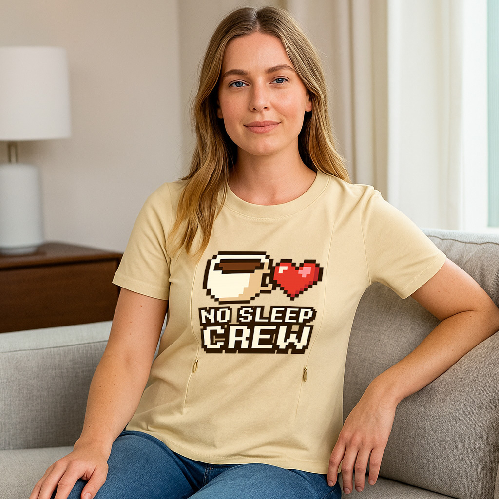 totkeeps Nursing Wear | The "No Sleep Crew" Zipper Tee  | brand
