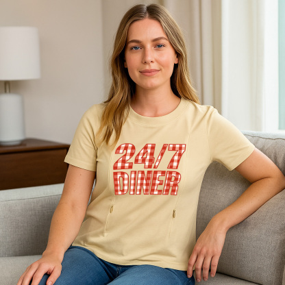 Nursing T-Shirt for New Moms | Fun 24/7 Diner Graphic | | totkeeps