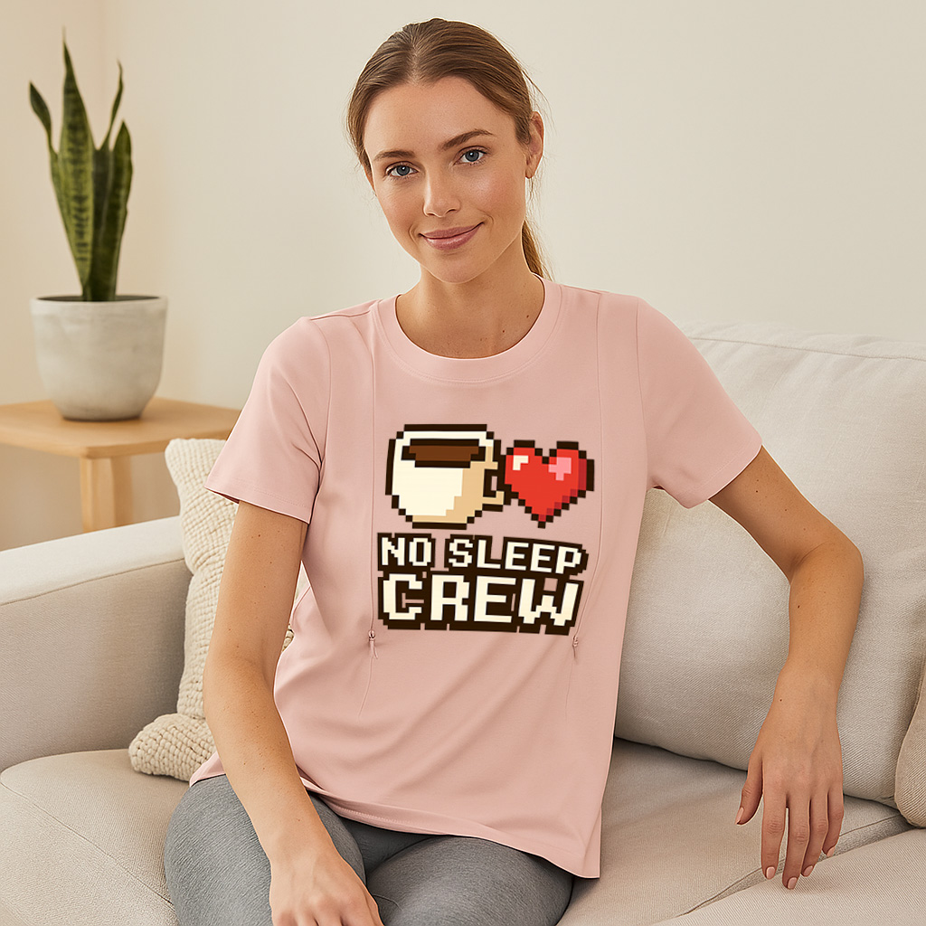 totkeeps Nursing Wear | The "No Sleep Crew" Zipper Tee  | brand