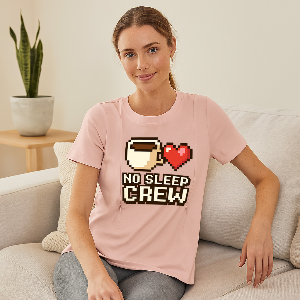 totkeeps Nursing Wear | The "No Sleep Crew" Zipper Tee  | brand