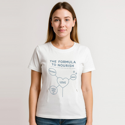 Cute Nursing Top for New Moms | Nourish Graphic | Side  | brand