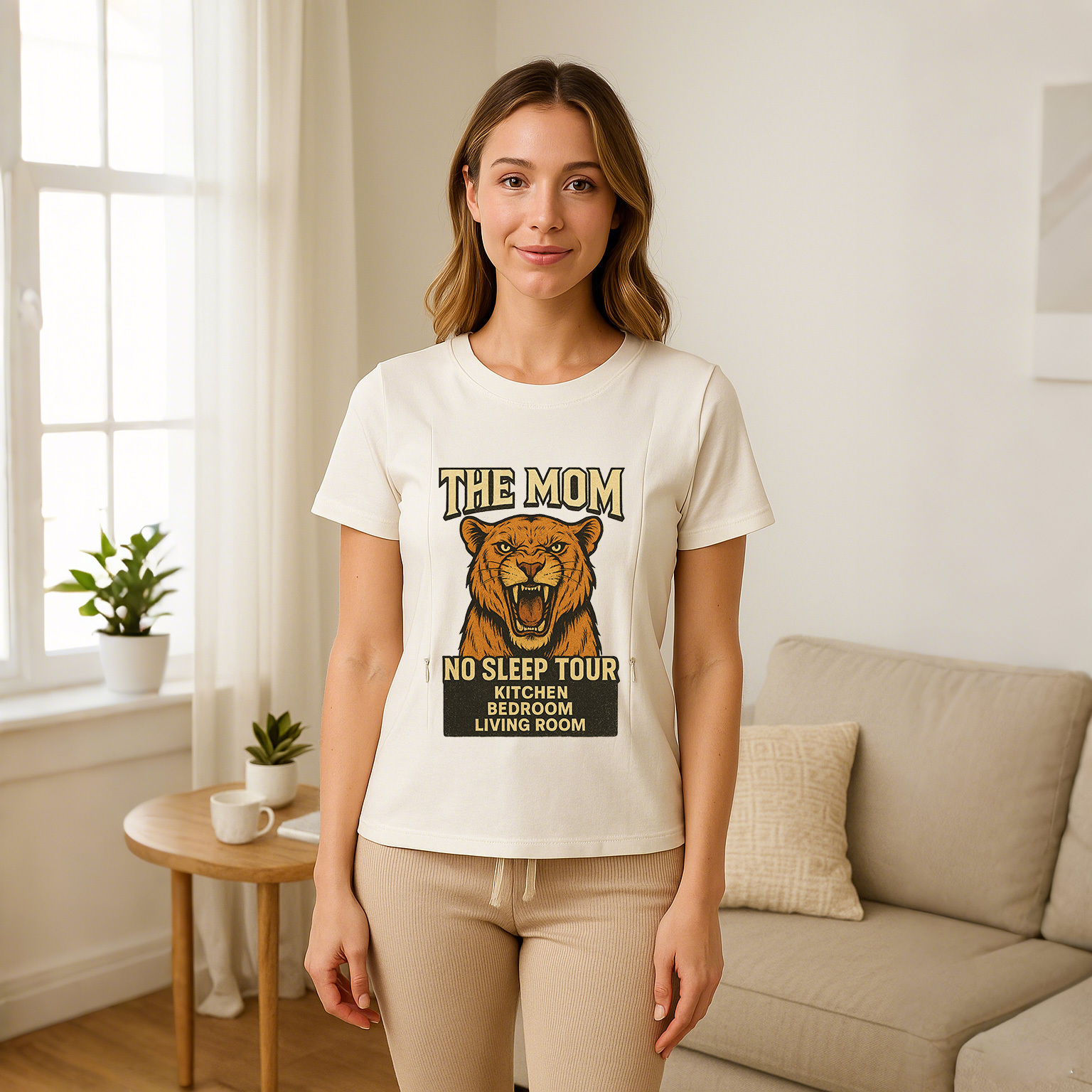 Soft Cotton Mama Tee | "Yes They're Real" Slogan | Side | brand