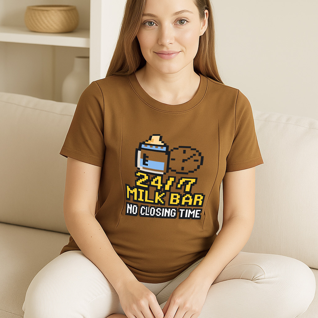 Funny Breastfeeding Tee with Side Zipper | 24/7 Milk Bar