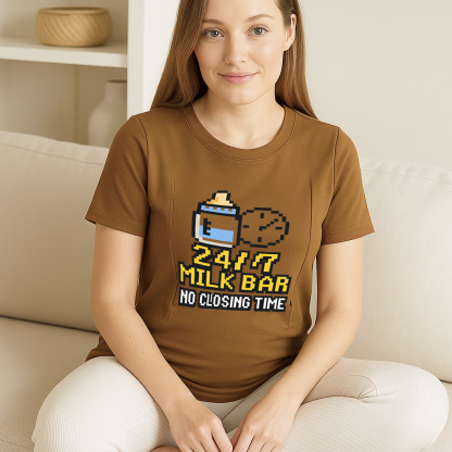 Funny Breastfeeding Tee with Side Zipper | 24/7 Milk Bar