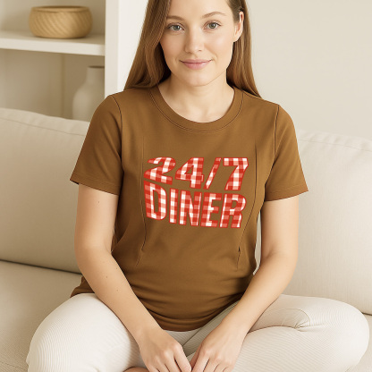 Nursing T-Shirt for New Moms | Fun 24/7 Diner Graphic | | totkeeps