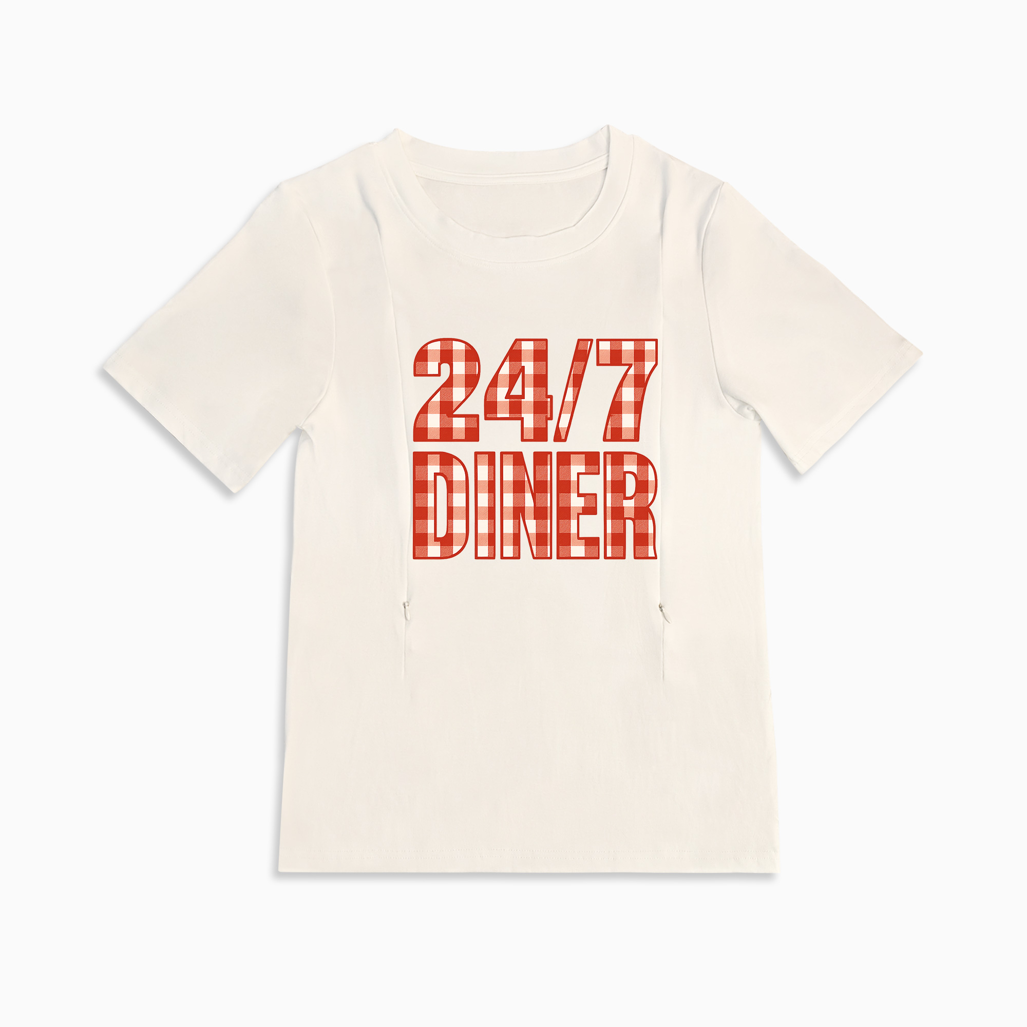 Nursing T-Shirt for New Moms | Fun 24/7 Diner Graphic | Soft Cotton