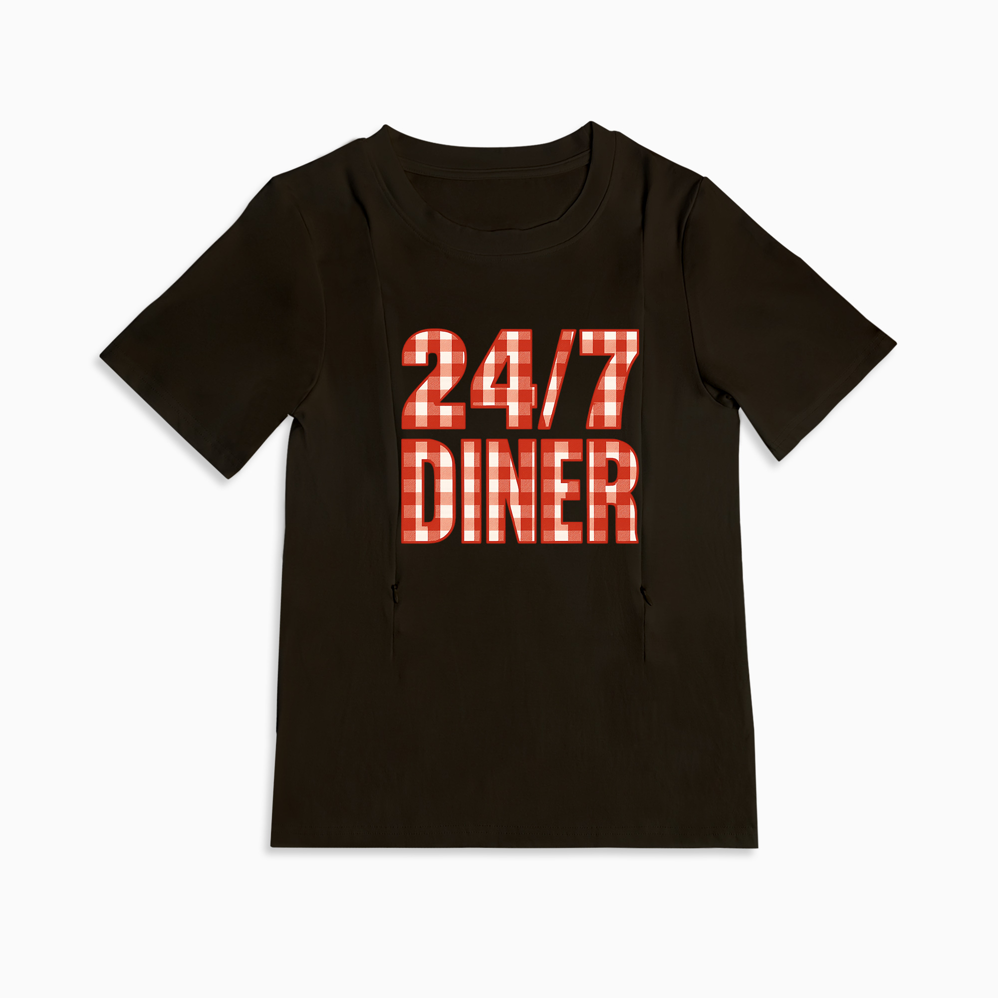 Nursing T-Shirt for New Moms | Fun 24/7 Diner Graphic | Soft Cotton