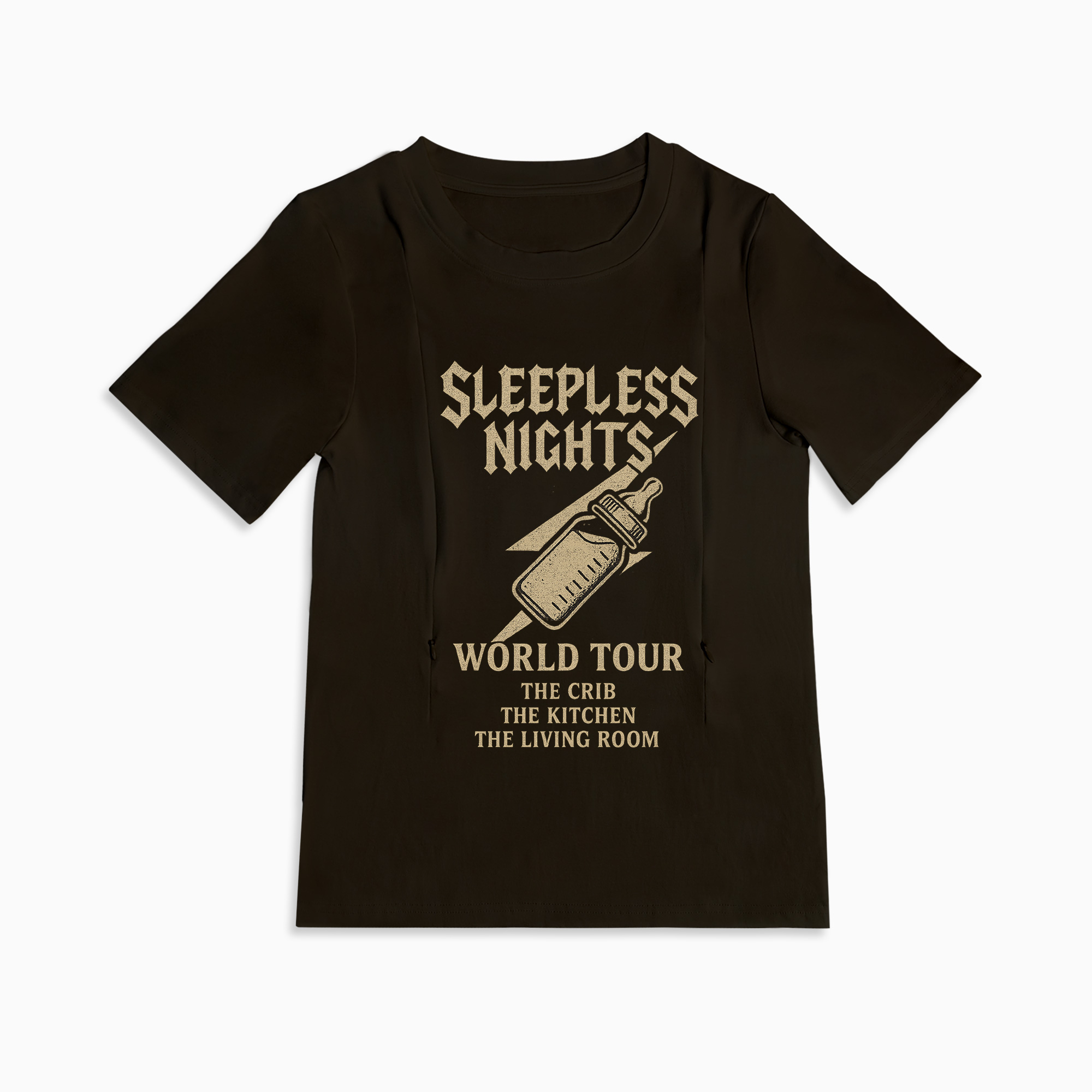 Mom Life Nursing Tee | "Sleep? Never Heard of Her" | Hidden Side Zippers