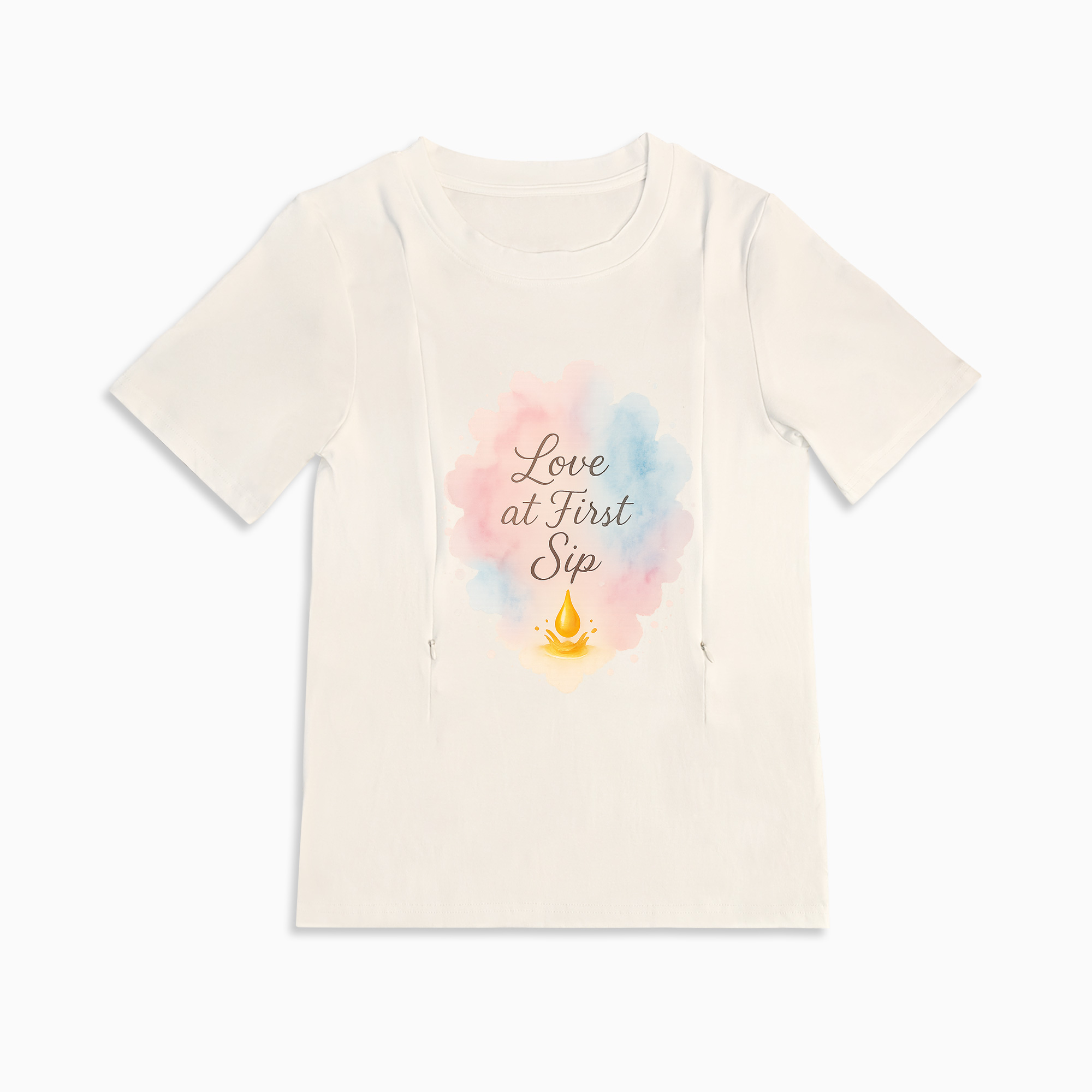Totkeeps "Love at First Sip" Nursing Shirt | Soft Cotton & Discreet Zips