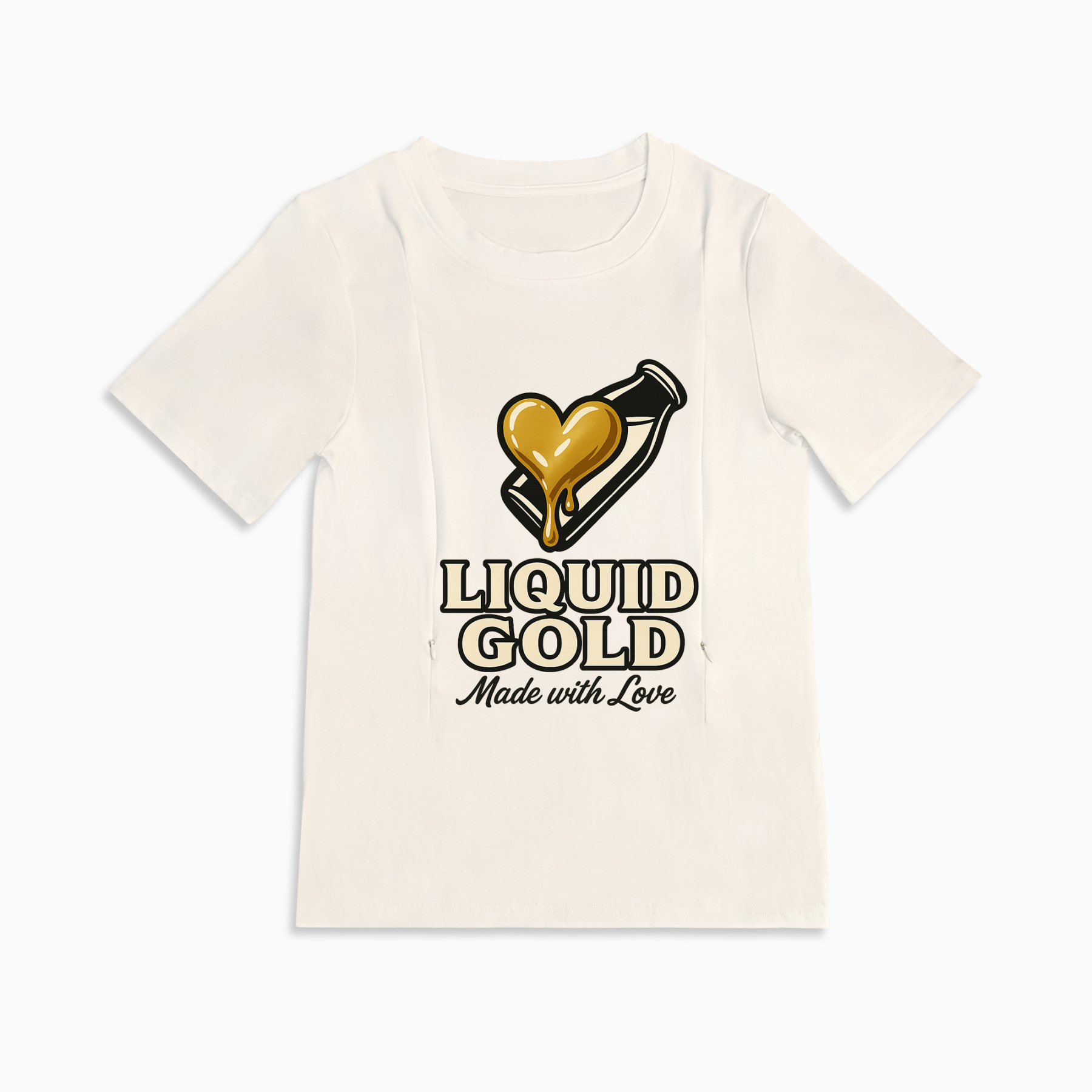 Soft Cotton Mama Tee | "Snacks Made with Love" | Side Zip Nursing