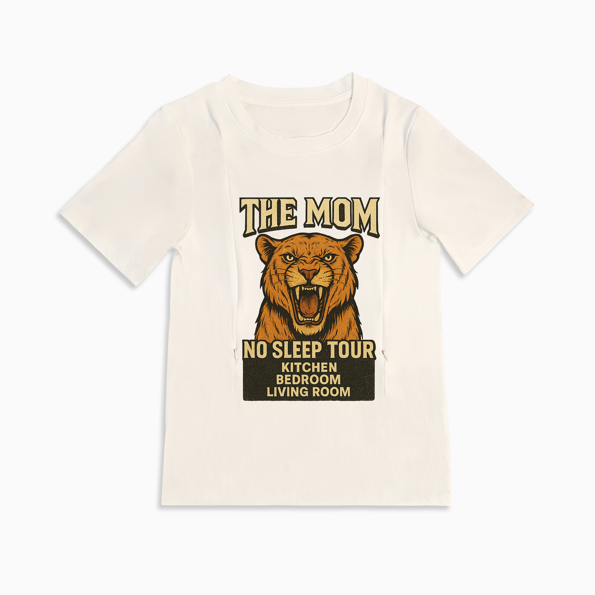 Soft Cotton Mama Tee | "Yes They're Real" Slogan | Side Zip Nursing