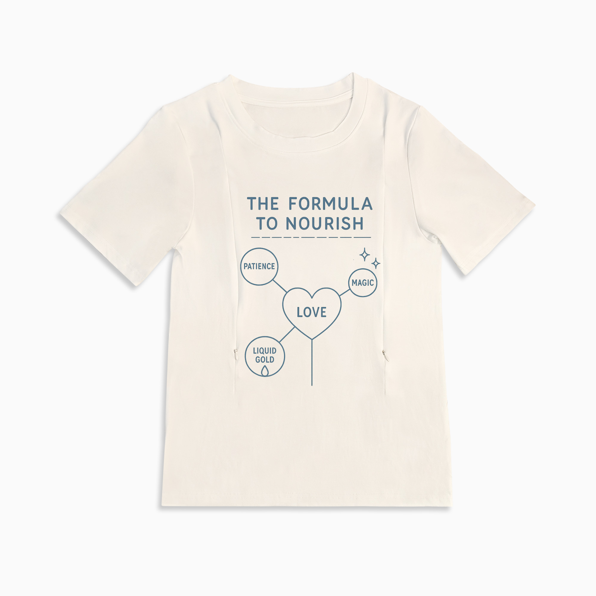 Cute Nursing Top for New Moms | Nourish Graphic | Side Zippers