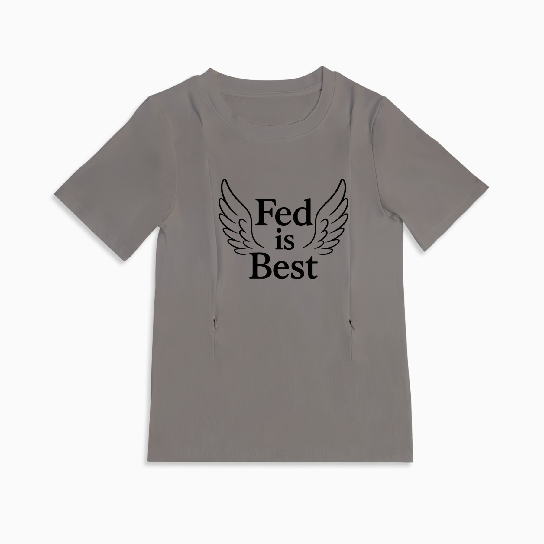Cotton Breastfeeding Top With Zippers | "Fed Is Best" | Totkeeps
