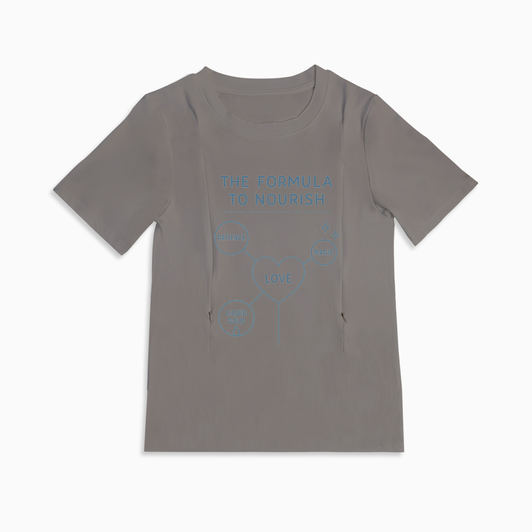 Cute Nursing Top for New Moms | Nourish Graphic | Side Zippers