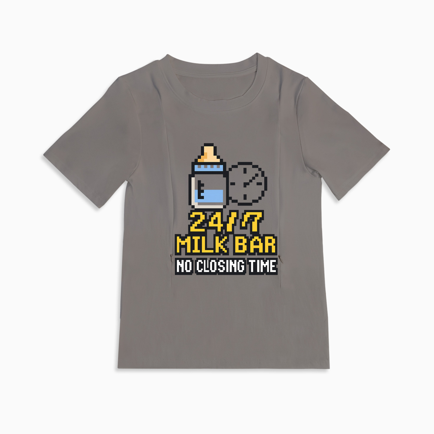 Funny Breastfeeding Tee with Side Zipper | 24/7 Milk Bar